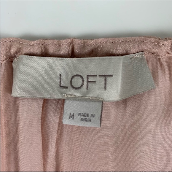LOFT Cinched Long Sleeve Pink Shimmer Top Size M - Picture 6 of 8